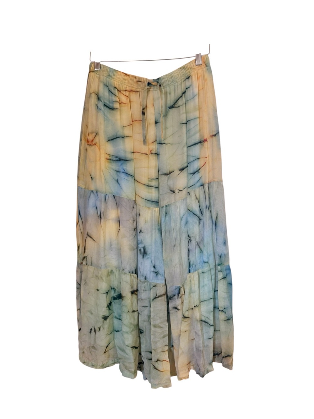 Boho Tie-Dye Wide Leg Jumpsuit Pants - Blue & Cream